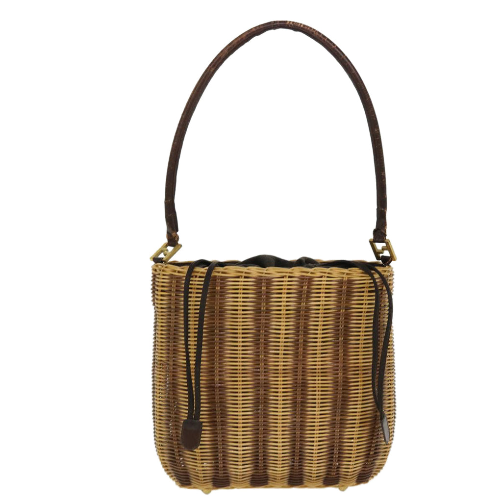 FENDI Basket Shoulder Bag Wood Brown ar9157