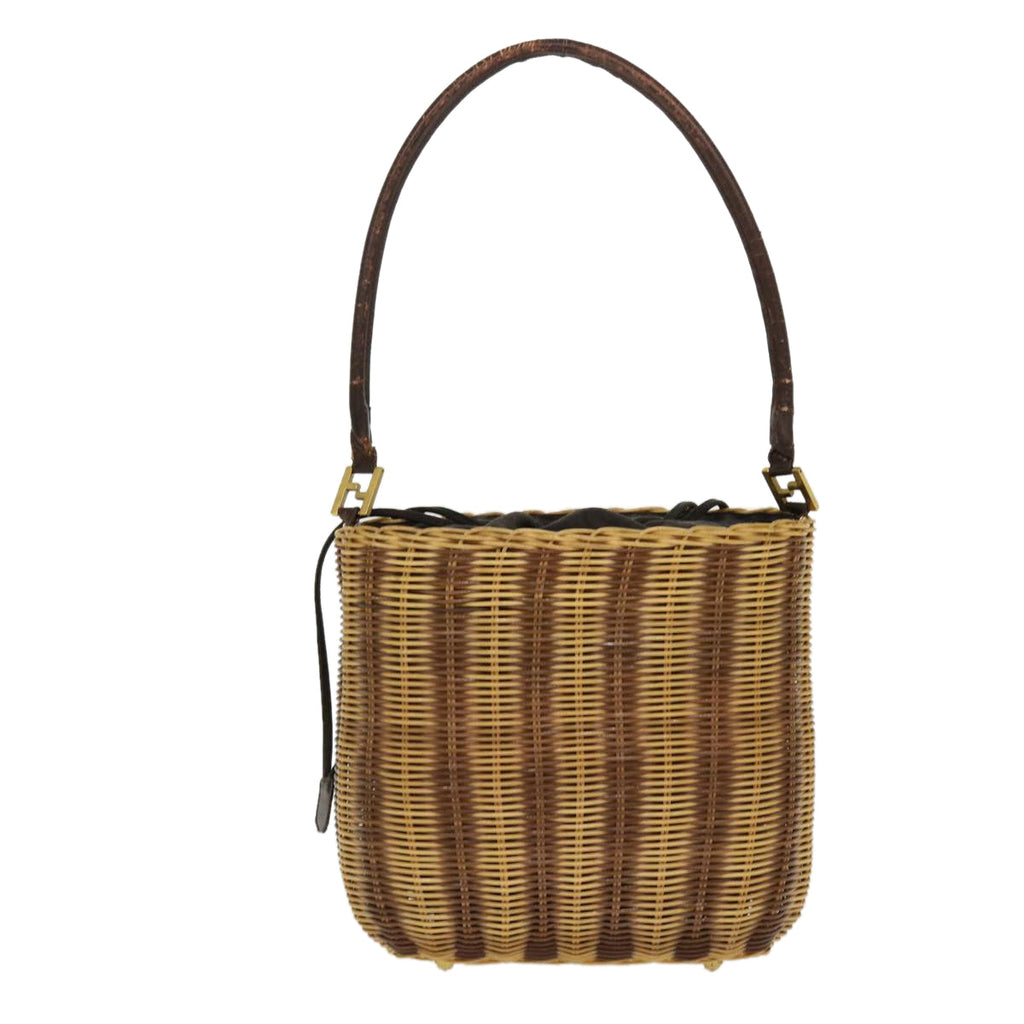 FENDI Basket Shoulder Bag Wood Brown ar9157