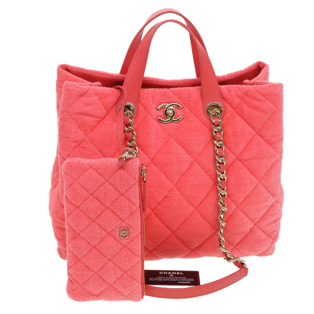 CHANEL Chain Hand Bag Pile 2way Pink CC ar9158A