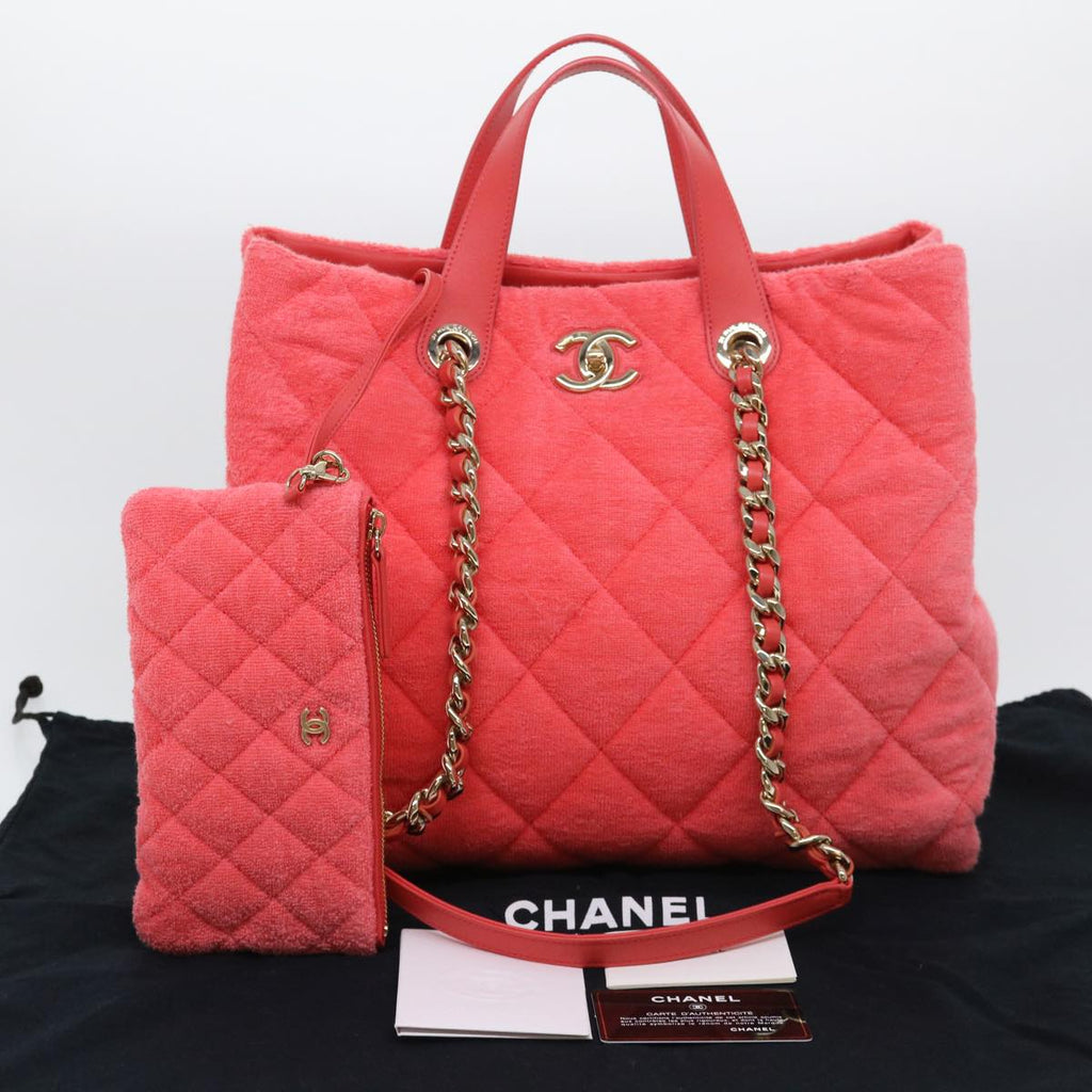 CHANEL Chain Hand Bag Pile 2way Pink CC ar9158A
