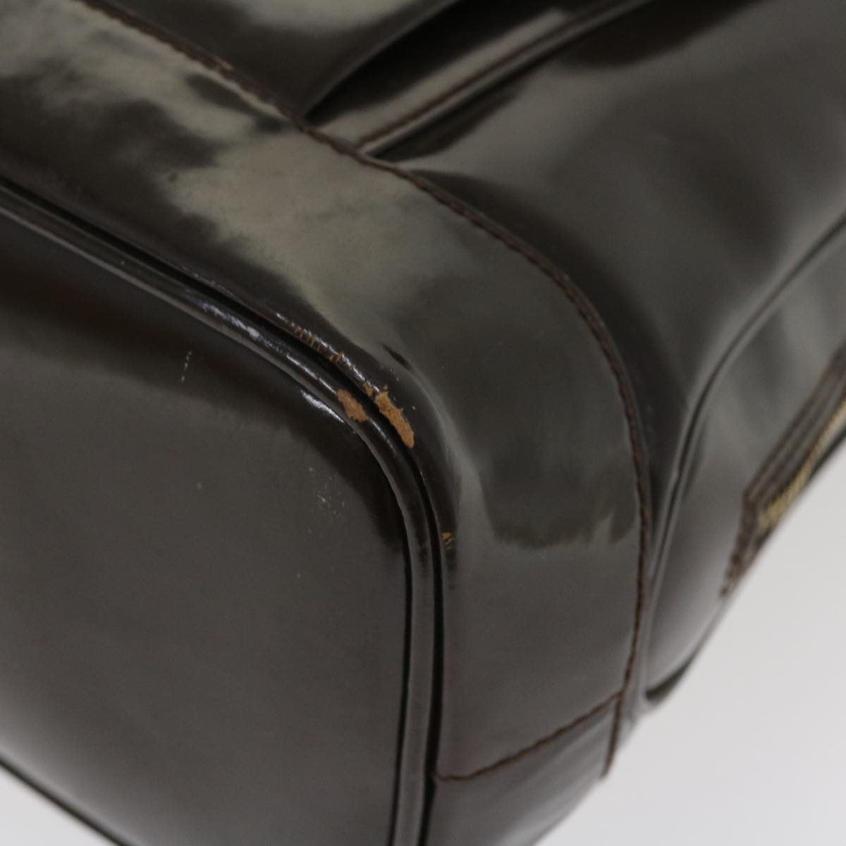 GUCCI Bamboo Shoulder Bag Patent leather Brown 001.2214.1649 ar9167