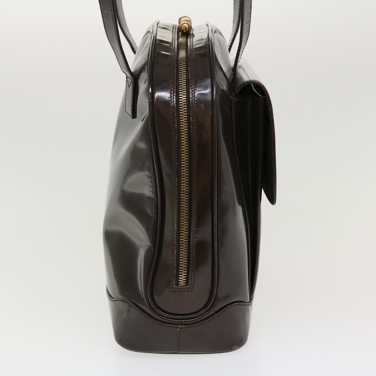 GUCCI Bamboo Shoulder Bag Patent leather Brown 001.2214.1649 ar9167