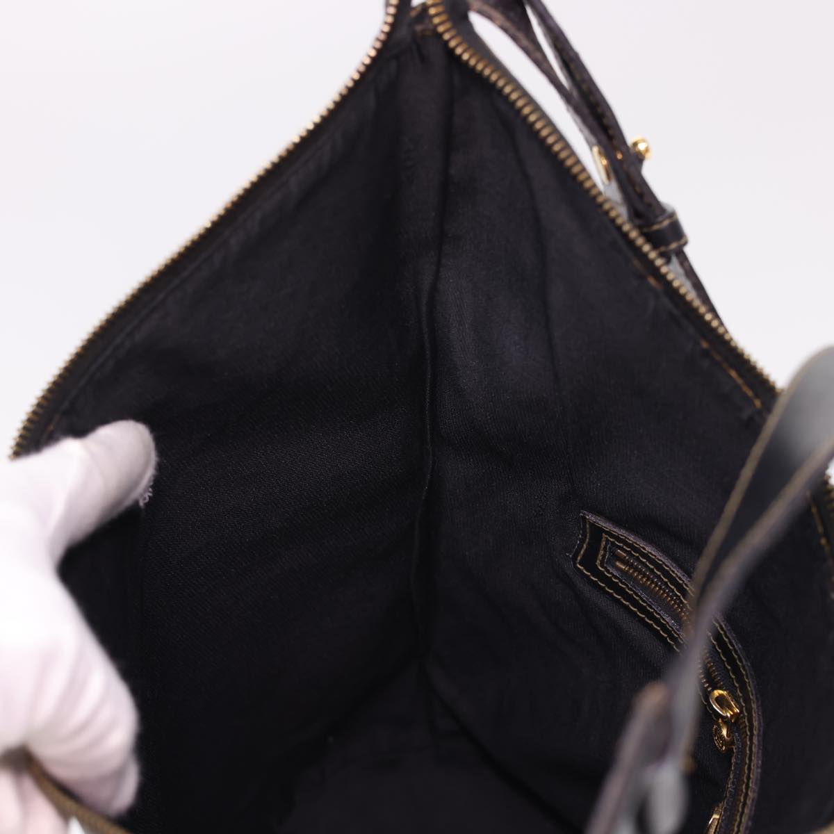 FENDI Shoulder Bag PVC Leather Dark Brown ar9213