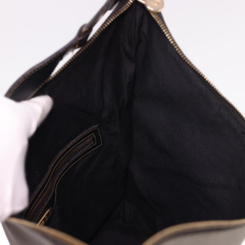 FENDI Shoulder Bag PVC Leather Dark Brown ar9213