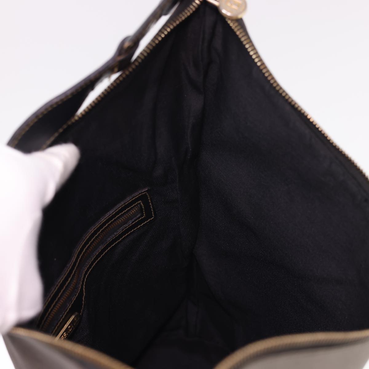 FENDI Shoulder Bag PVC Leather Dark Brown ar9213