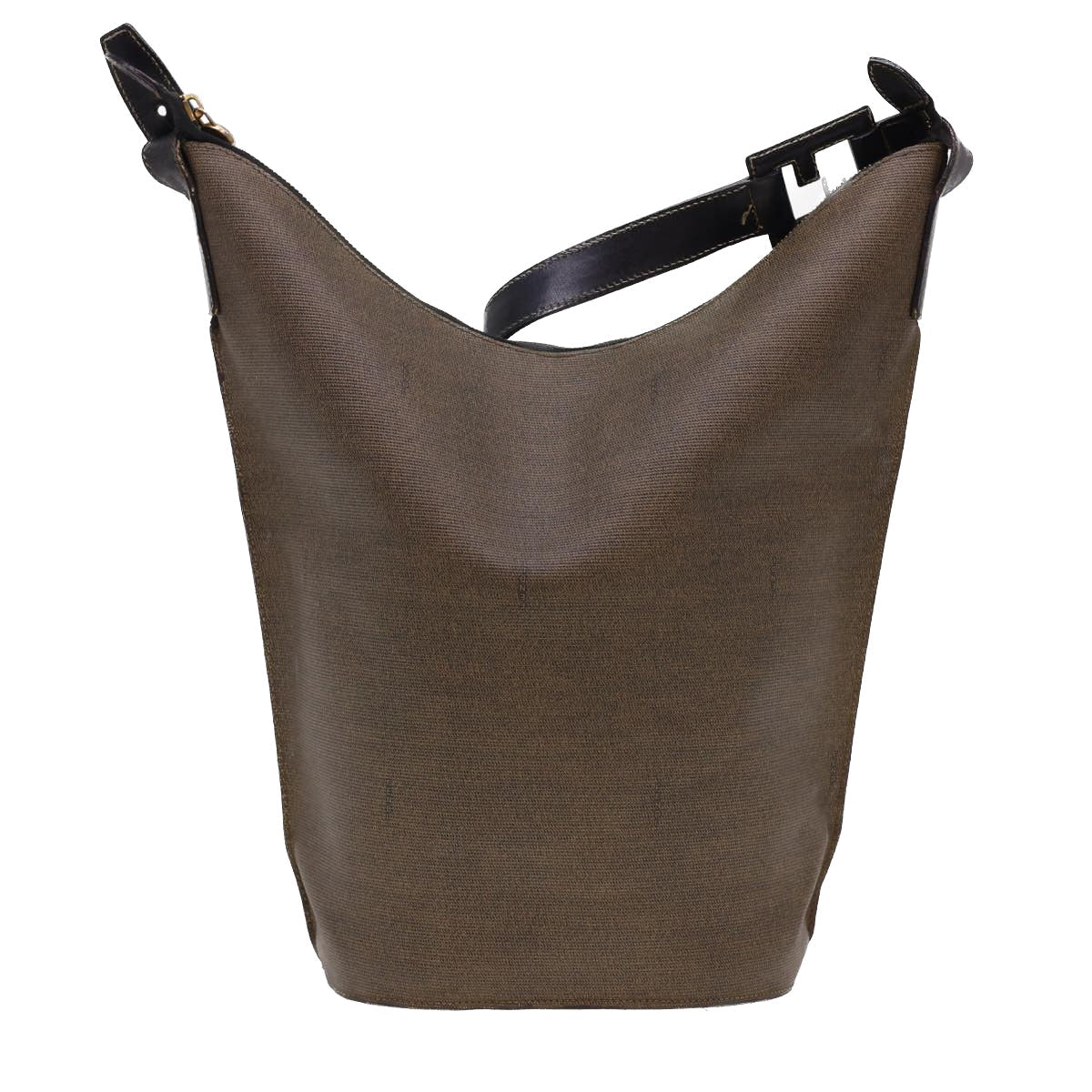 FENDI Shoulder Bag PVC Leather Dark Brown ar9213