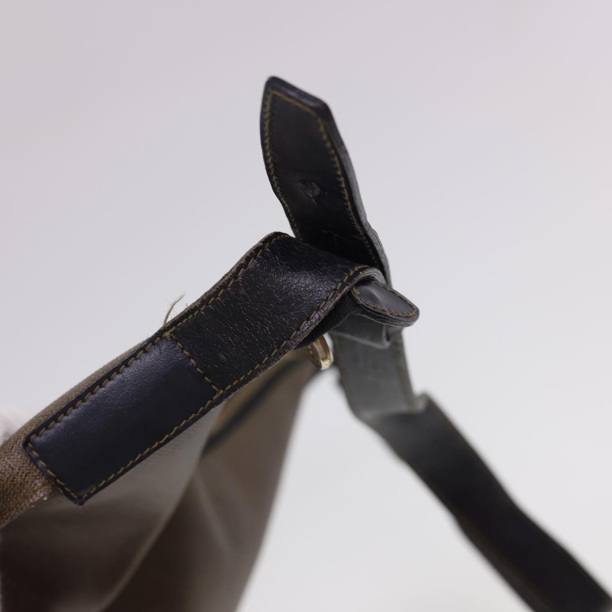 FENDI Shoulder Bag PVC Leather Dark Brown ar9213