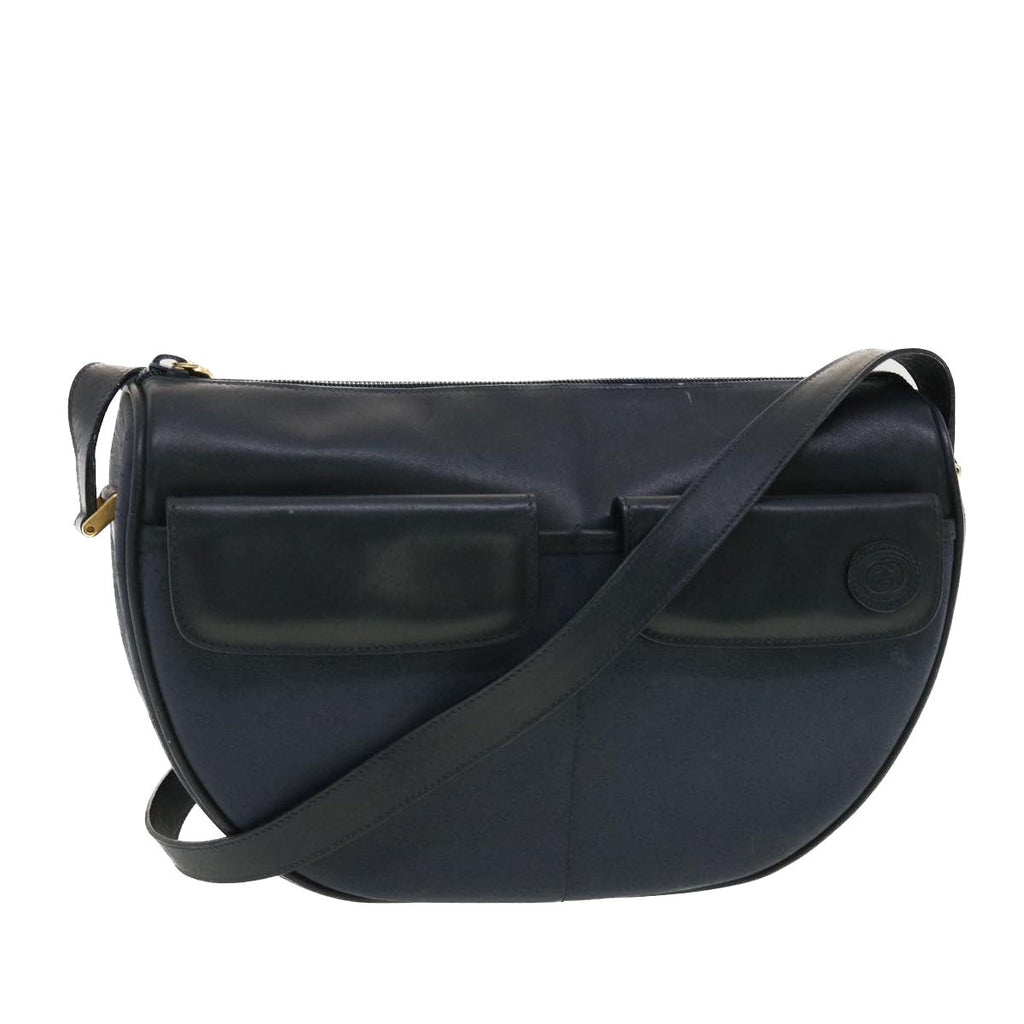 GUCCI Micro GG Canvas Shoulder Bag PVC Leather Navy ar9247