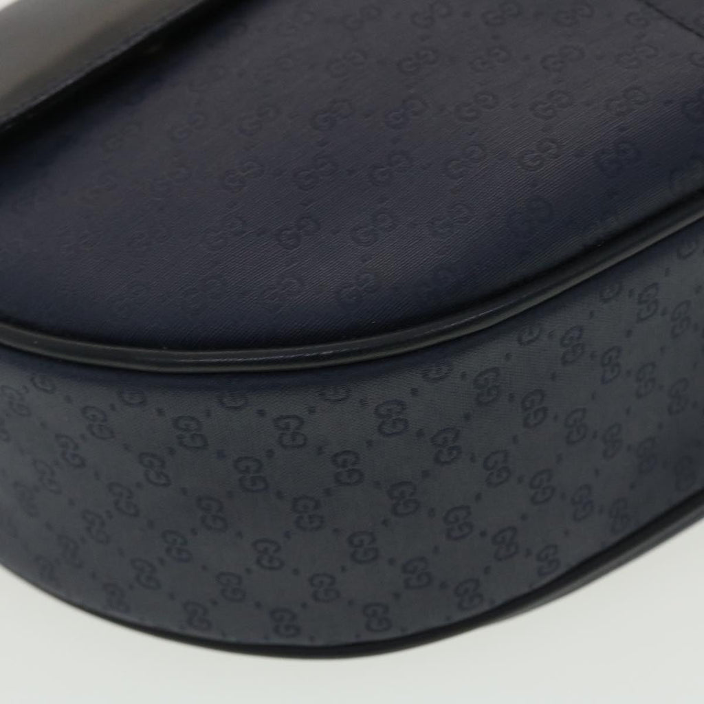 GUCCI Micro GG Canvas Shoulder Bag PVC Leather Navy ar9247
