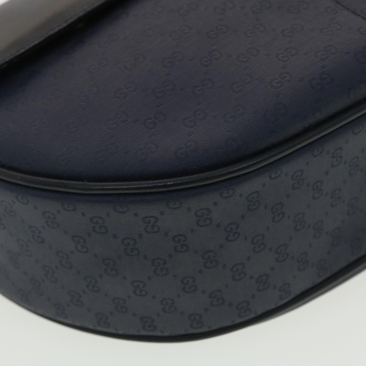 GUCCI Micro GG Canvas Shoulder Bag PVC Leather Navy ar9247