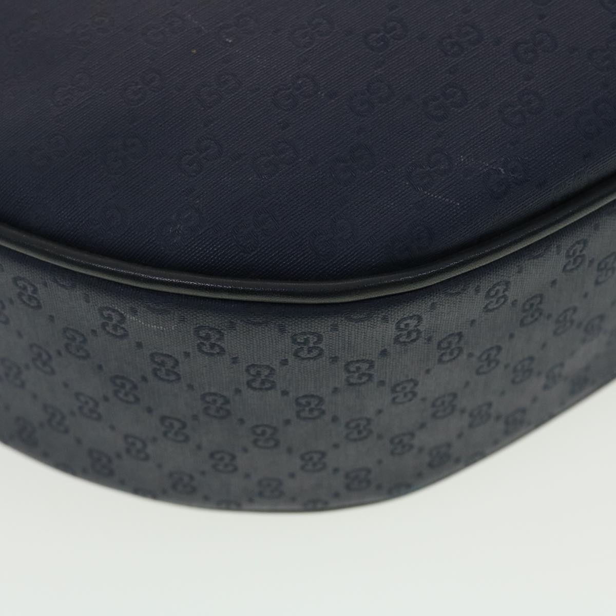 GUCCI Micro GG Canvas Shoulder Bag PVC Leather Navy ar9247