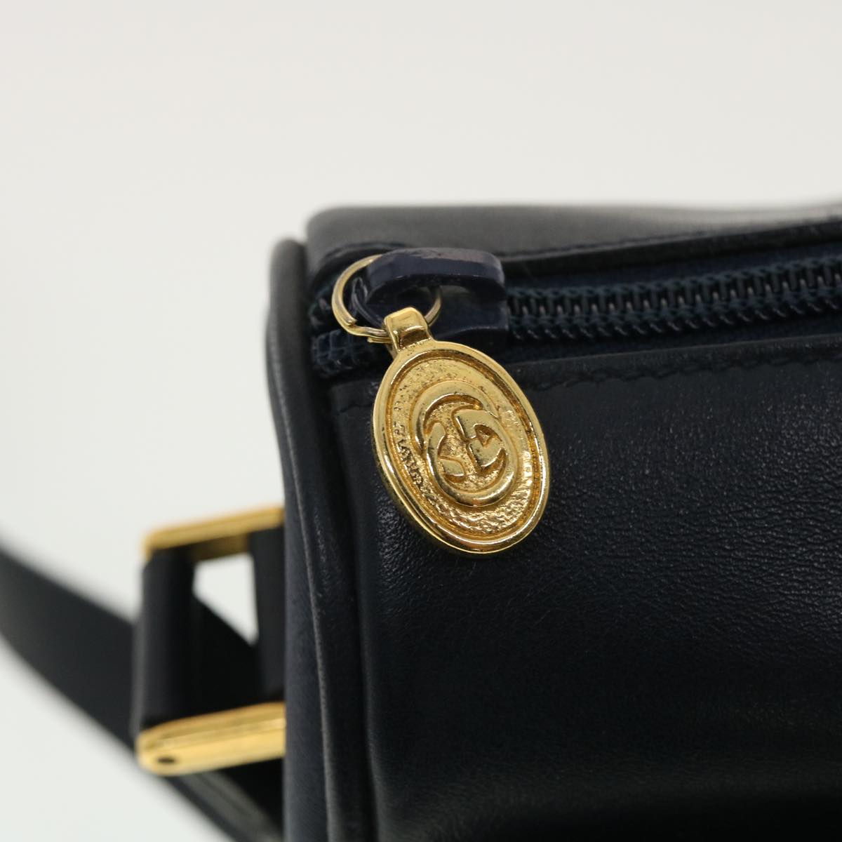 GUCCI Micro GG Canvas Shoulder Bag PVC Leather Navy ar9247