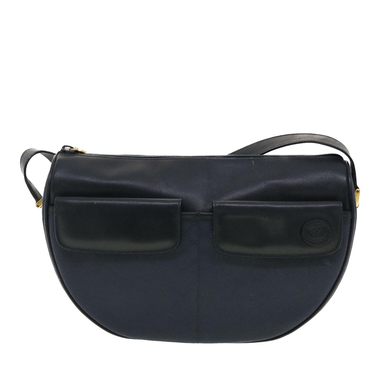 GUCCI Micro GG Canvas Shoulder Bag PVC Leather Navy ar9247