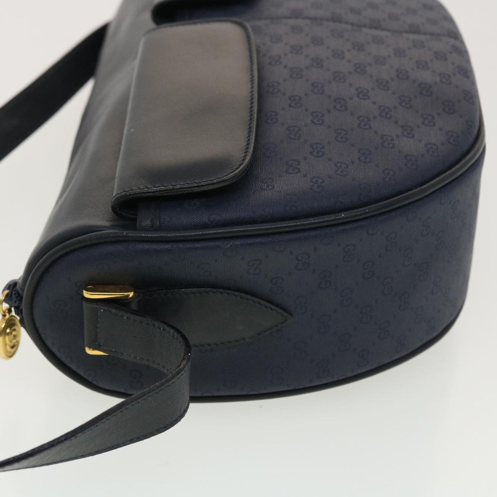 GUCCI Micro GG Canvas Shoulder Bag PVC Leather Navy ar9247