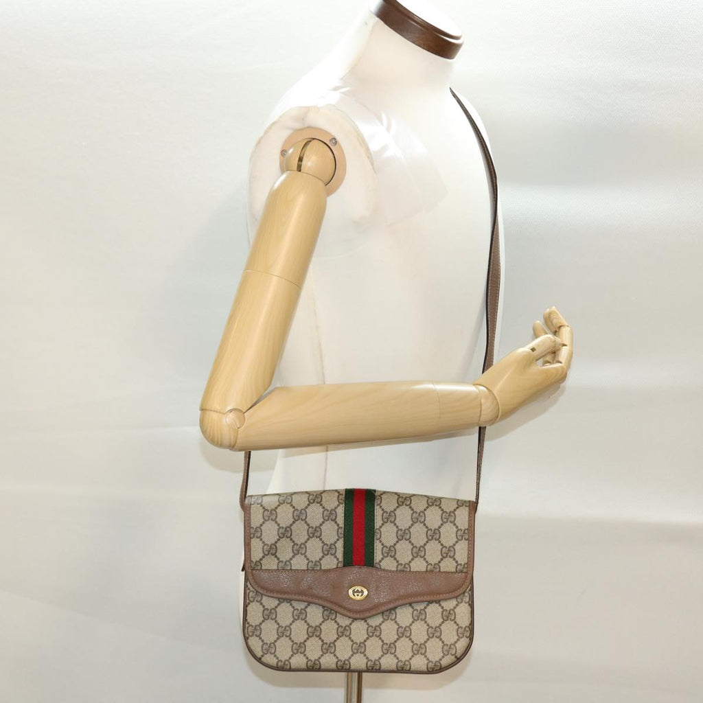 GUCCI GG Canvas Web Sherry Line Shoulder Bag Beige Red 001.113.6862 ar9275