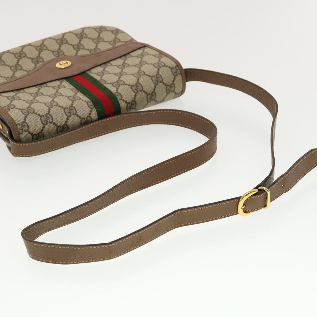 GUCCI GG Canvas Web Sherry Line Shoulder Bag Beige Red 001.113.6862 ar9275