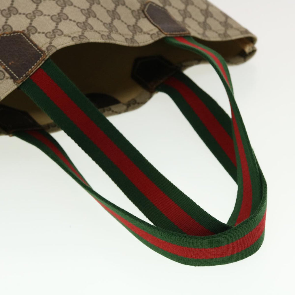 GUCCI GG Canvas Web Sherry Line Tote Bag Beige Red Green ar9393