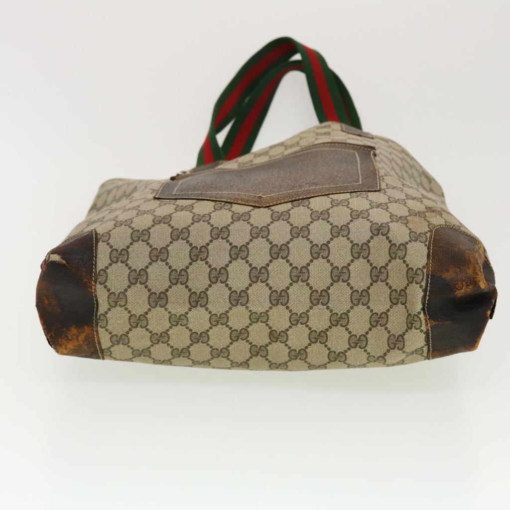 GUCCI GG Canvas Web Sherry Line Tote Bag Beige Red Green ar9393