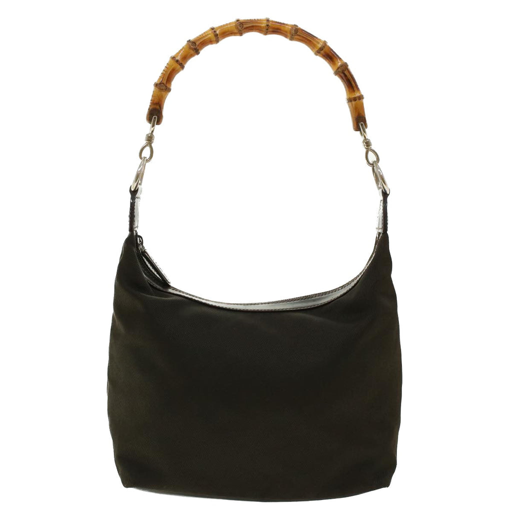 GUCCI Bamboo Shoulder Bag Nylon Brown 0000531200047 ar9405