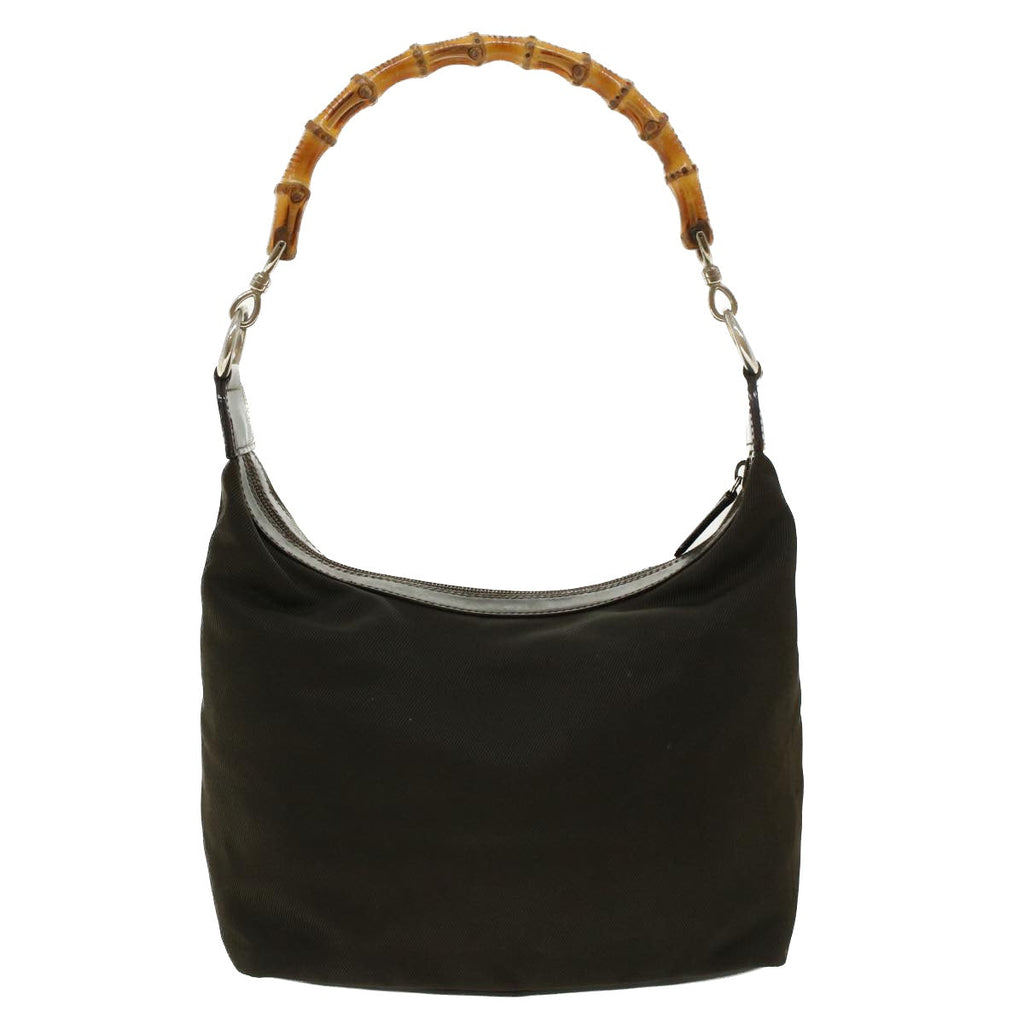 GUCCI Bamboo Shoulder Bag Nylon Brown 0000531200047 ar9405