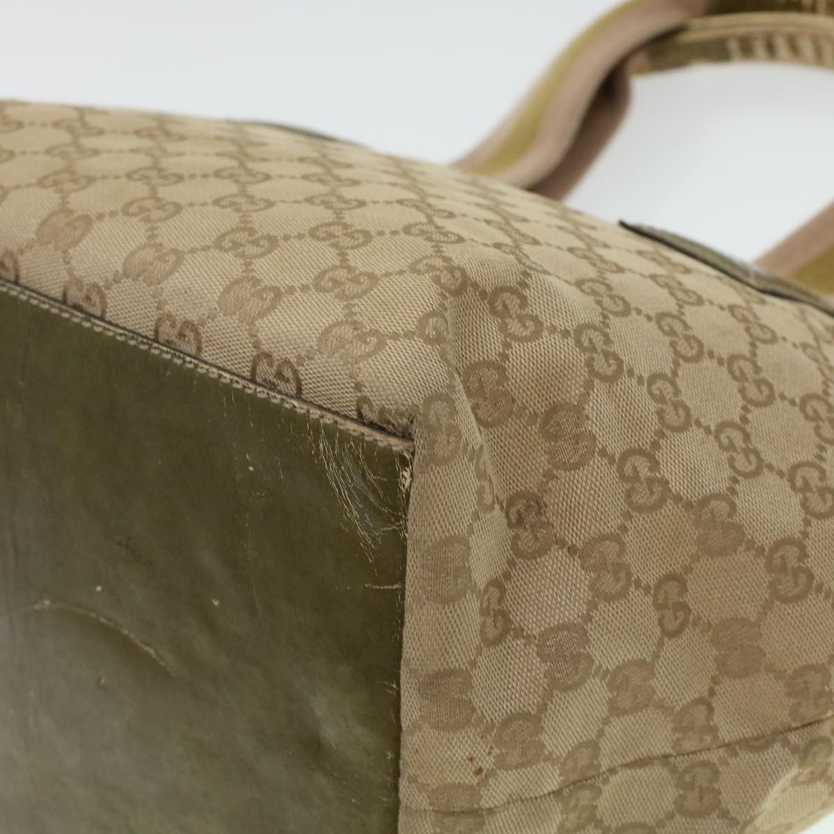 GUCCI GG Canvas Sherry Line Tote Bag Beige Green Pink 131230 ar9406