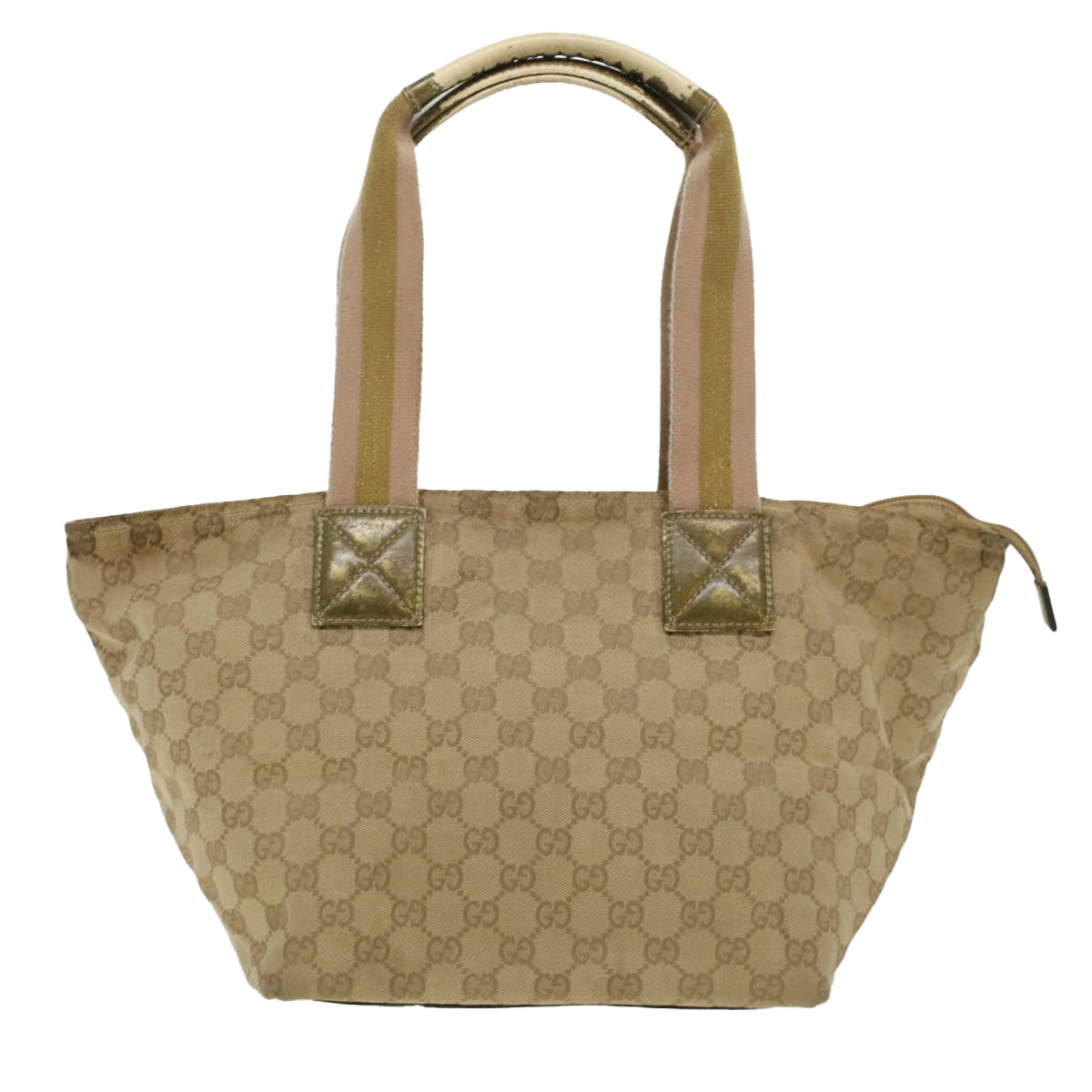GUCCI GG Canvas Sherry Line Tote Bag Beige Green Pink 131230 ar9406