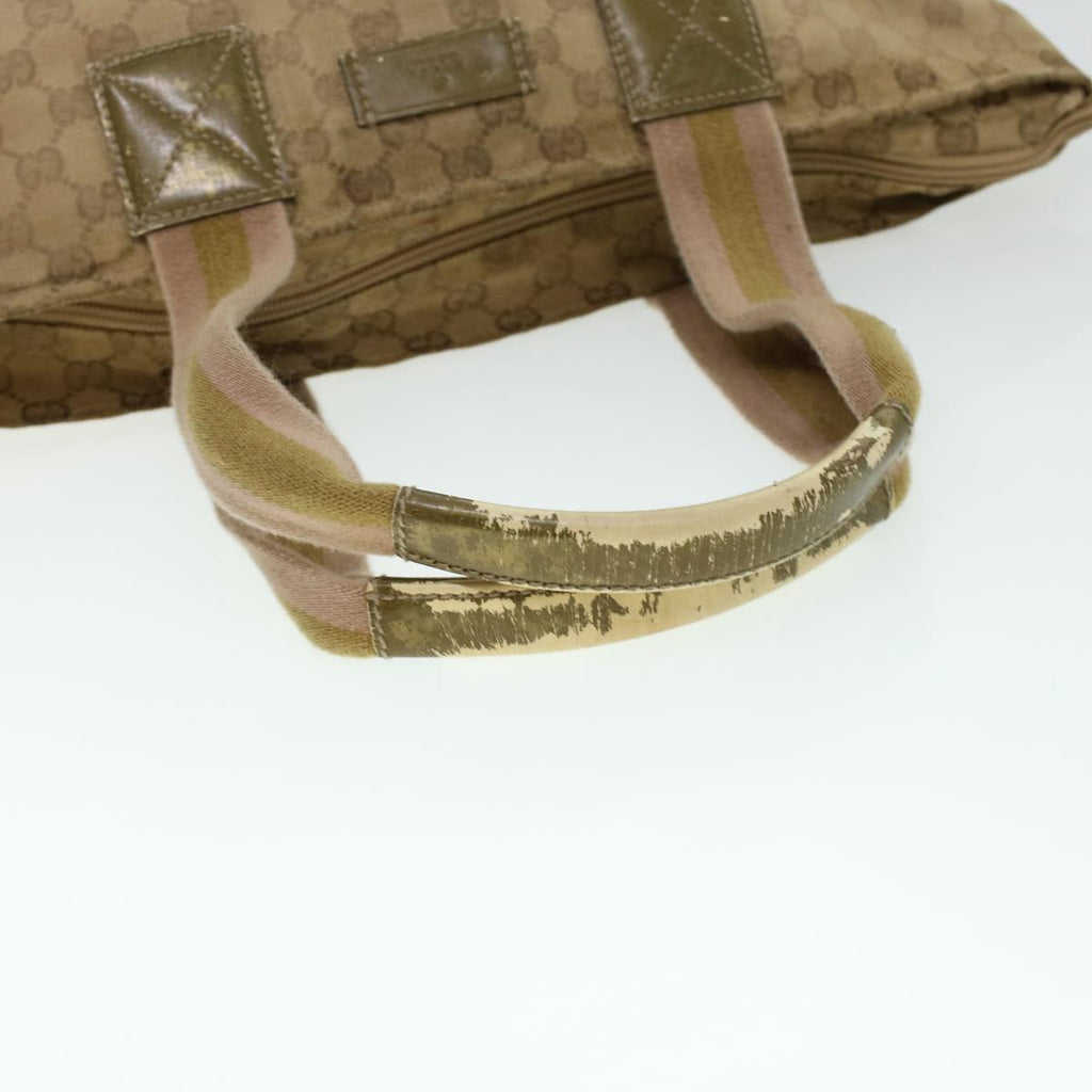 GUCCI GG Canvas Sherry Line Tote Bag Beige Green Pink 131230 ar9406