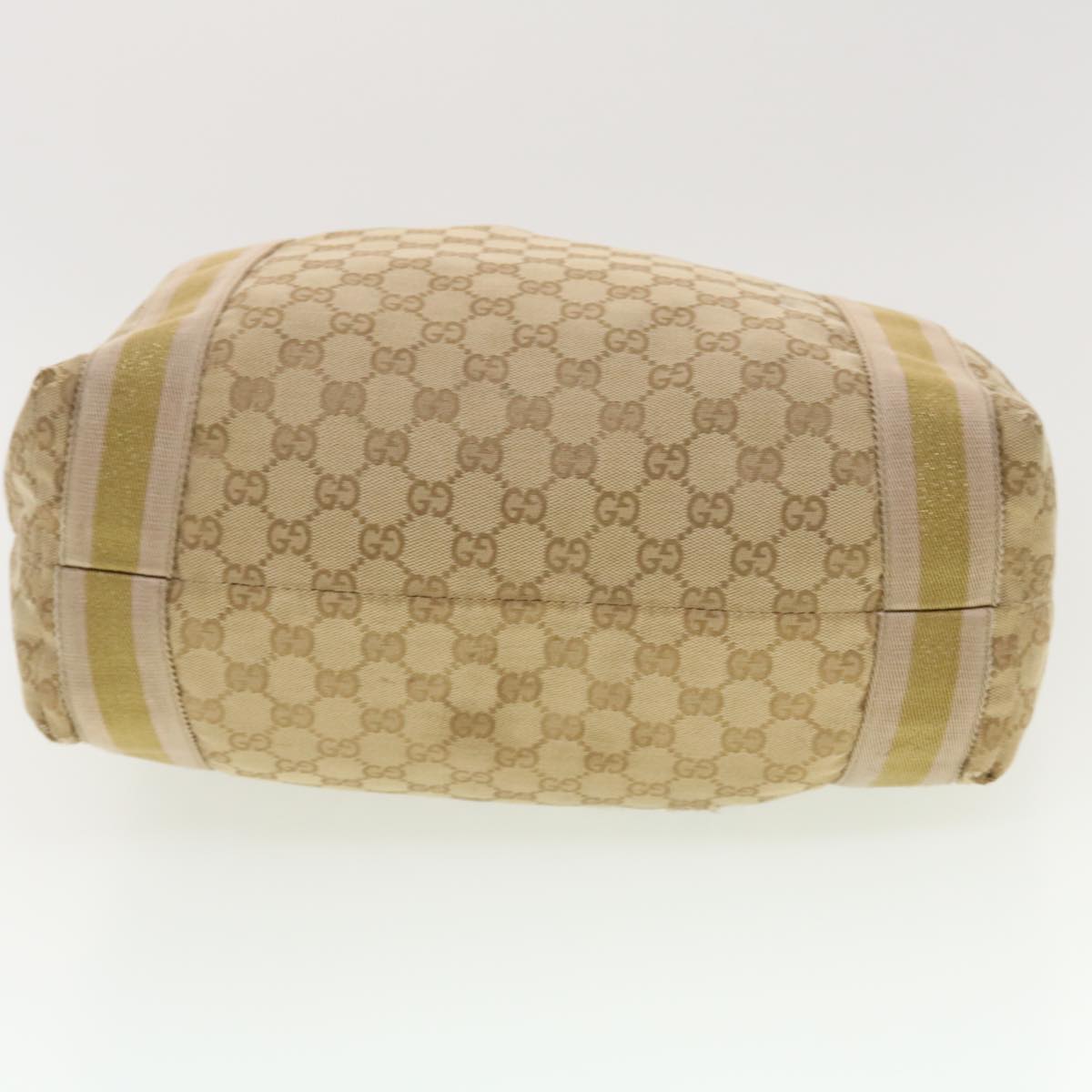 GUCCI GG Canvas Sherry Line Tote Bag Beige Green Pink 189669 ar9408