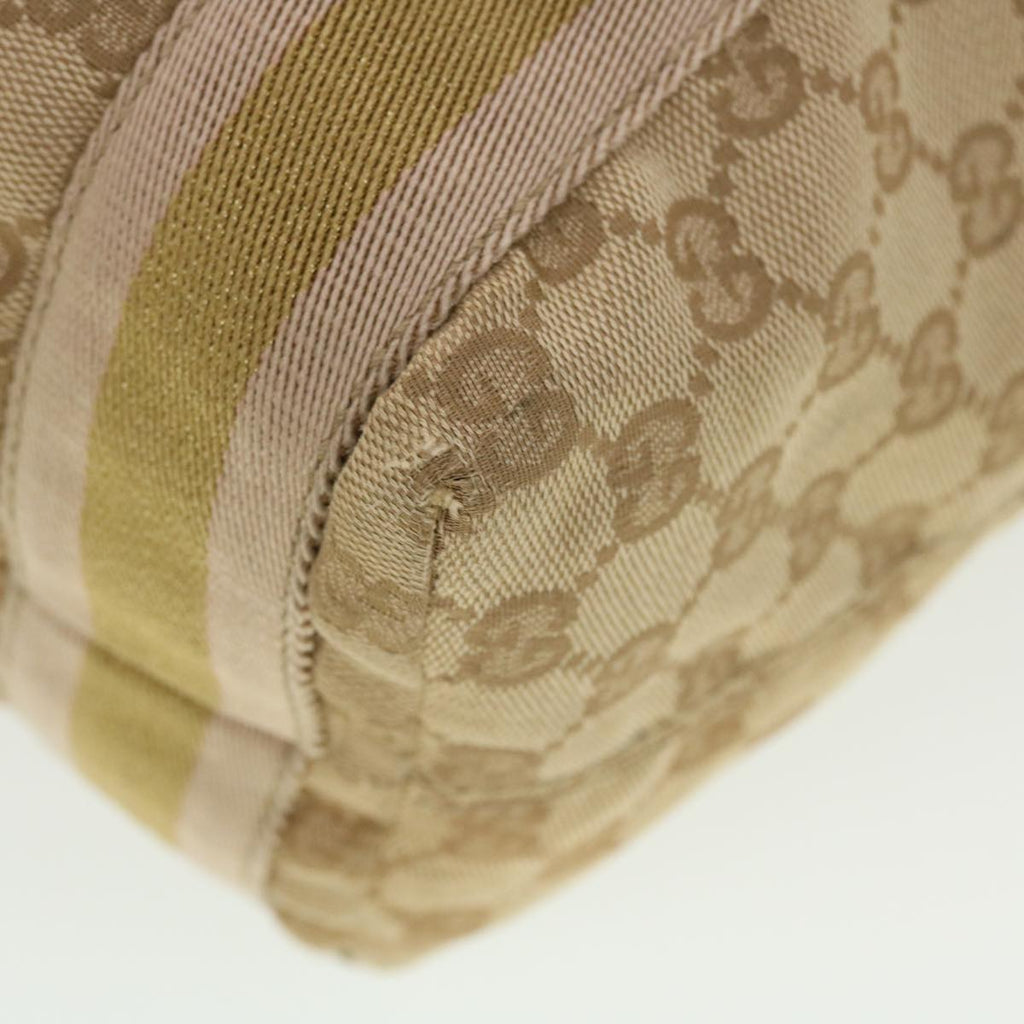 GUCCI GG Canvas Sherry Line Tote Bag Beige Green Pink 189669 ar9408