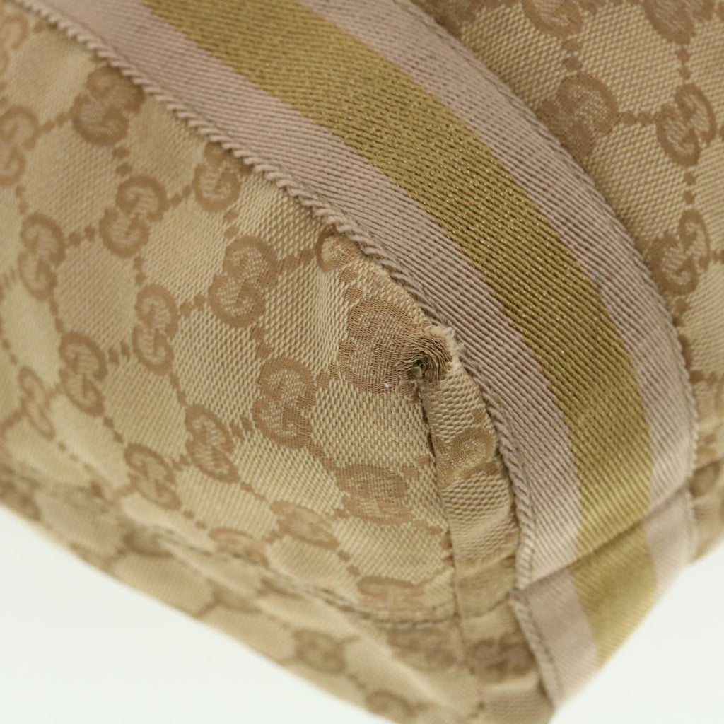 GUCCI GG Canvas Sherry Line Tote Bag Beige Green Pink 189669 ar9408