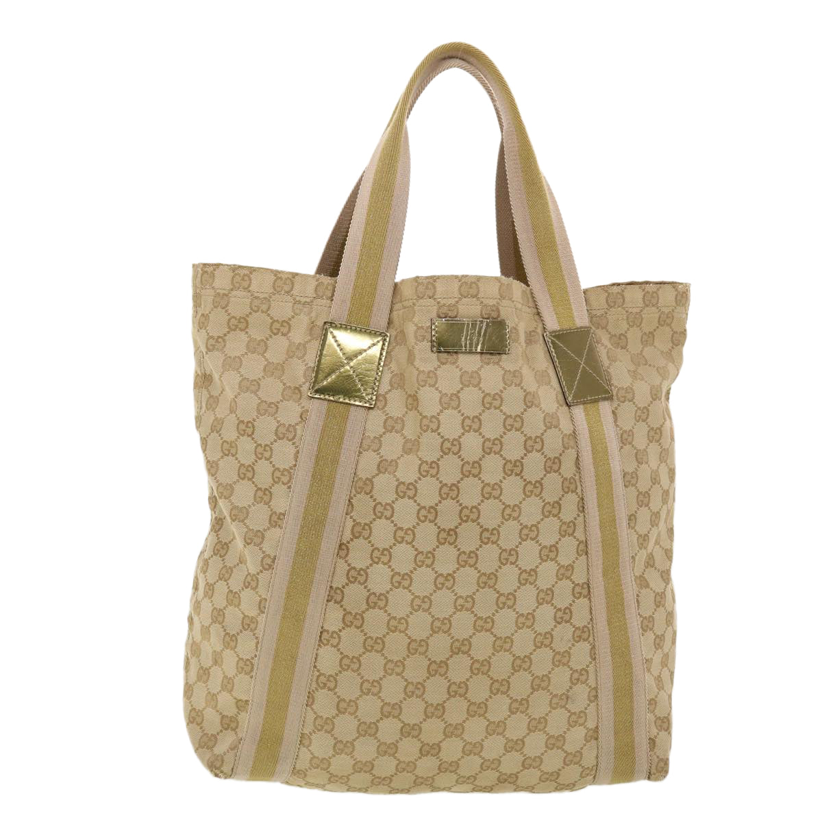 GUCCI GG Canvas Sherry Line Tote Bag Beige Green Pink 189669 ar9408