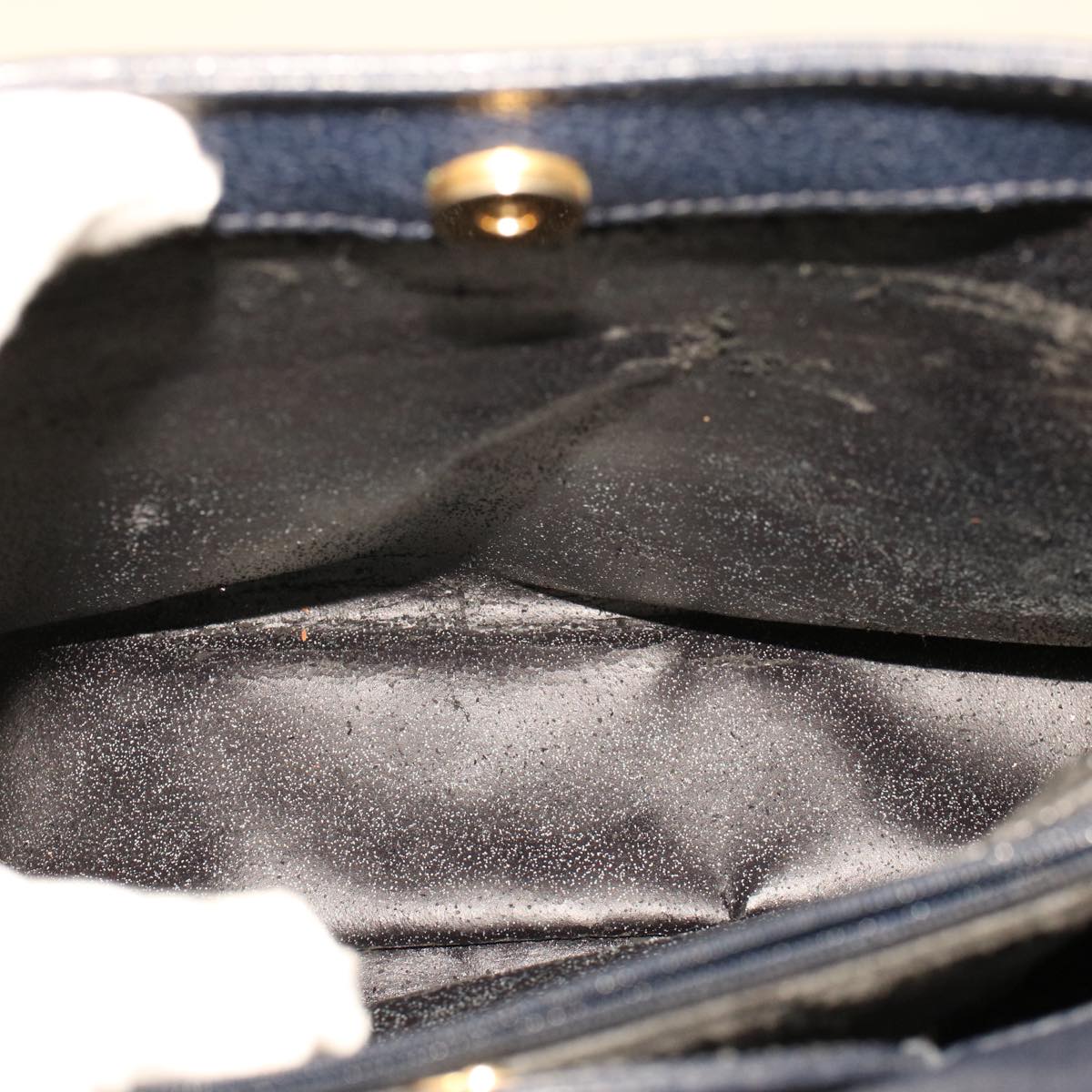 GUCCI Bamboo Hand Bag Suede Navy Brown ar9457