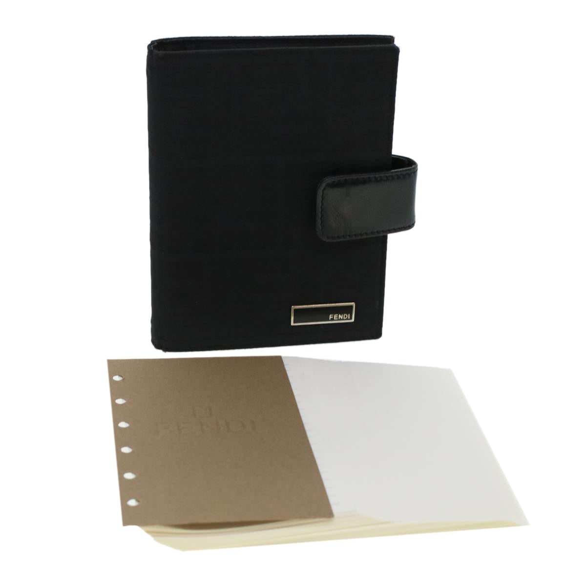 FENDI Zucca Canvas Day Planner Cover Nylon Black ar9471