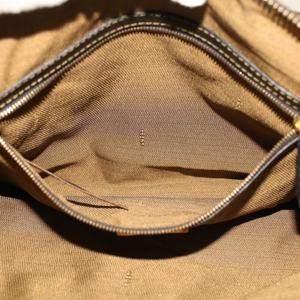 FENDI Zucca Canvas Hand Bag Nylon Brown Black ar9472