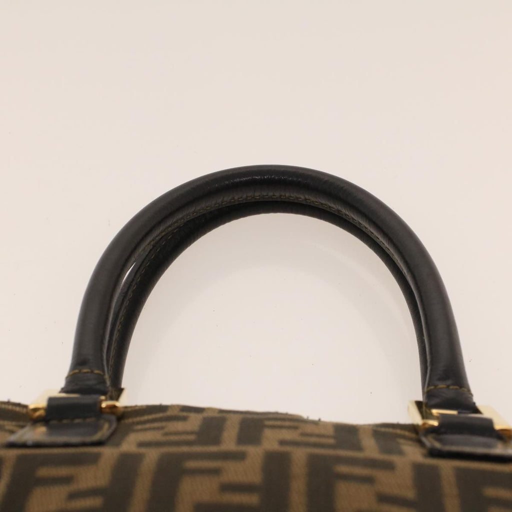 FENDI Zucca Canvas Hand Bag Nylon Brown Black ar9472