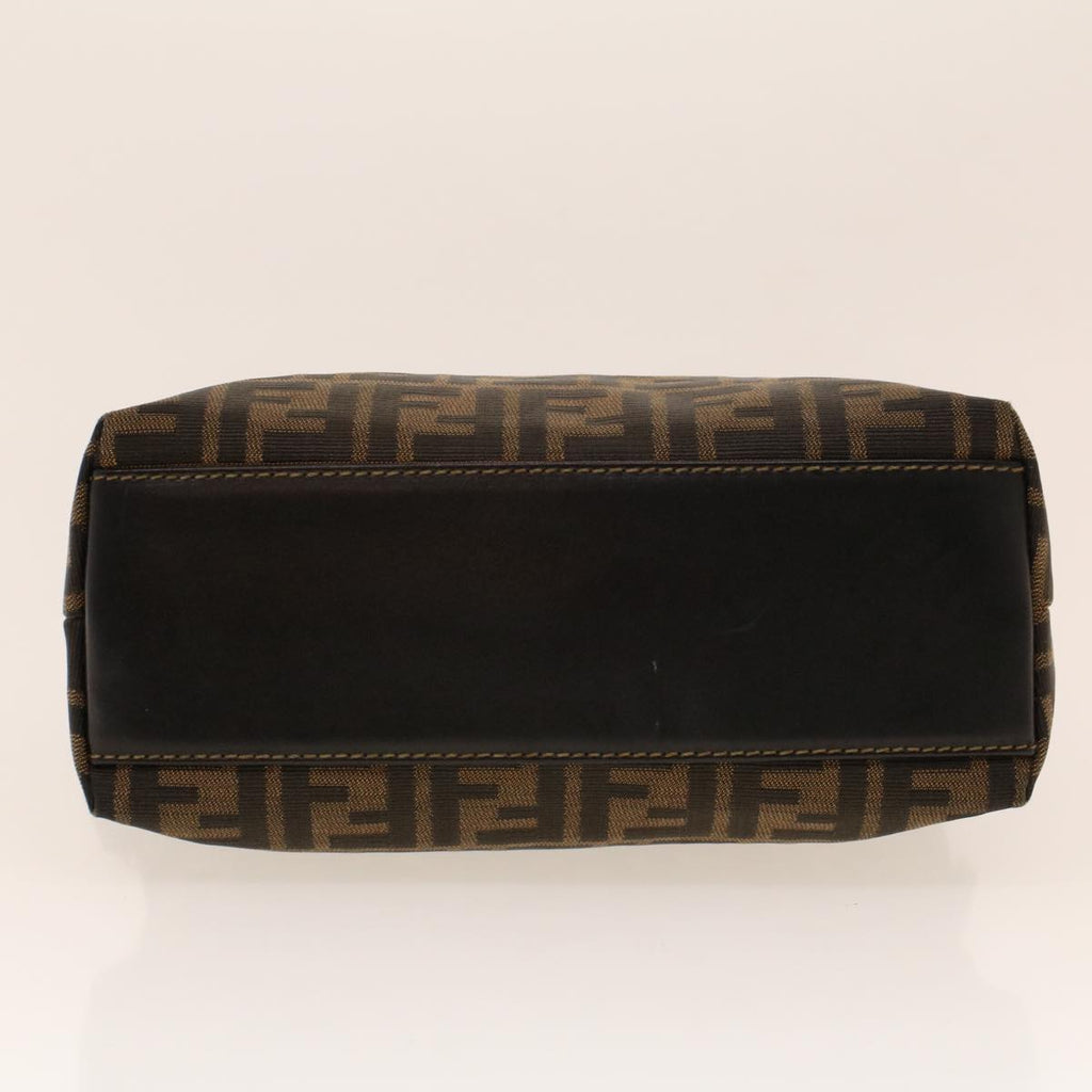 FENDI Zucca Canvas Hand Bag Nylon Brown Black ar9472