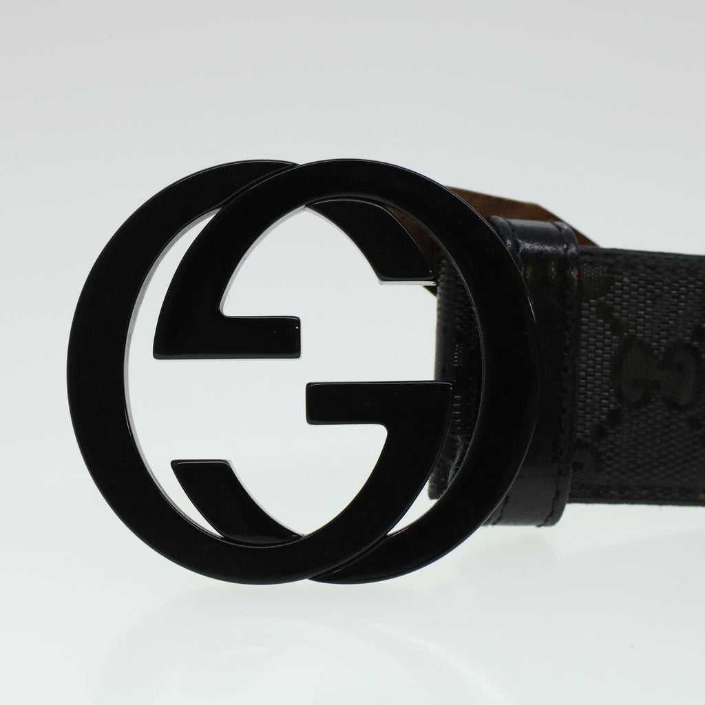 GUCCI GG Canvas Interlocking Belt Leather Canvas 43.3"" Black ar9475