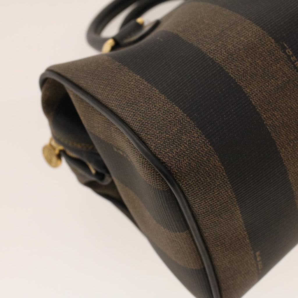 FENDI Pecan Canvas Mini Boston Bag PVC Leather Brown Black ar9480