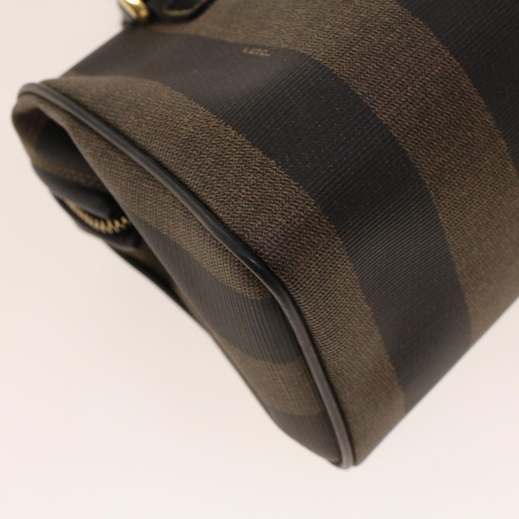 FENDI Pecan Canvas Mini Boston Bag PVC Leather Brown Black ar9480