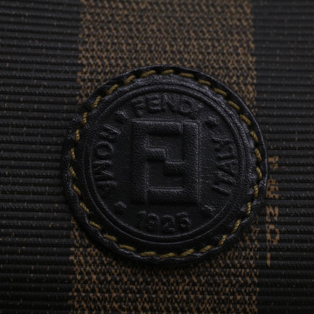 FENDI Pecan Canvas Mini Boston Bag PVC Leather Brown Black ar9480