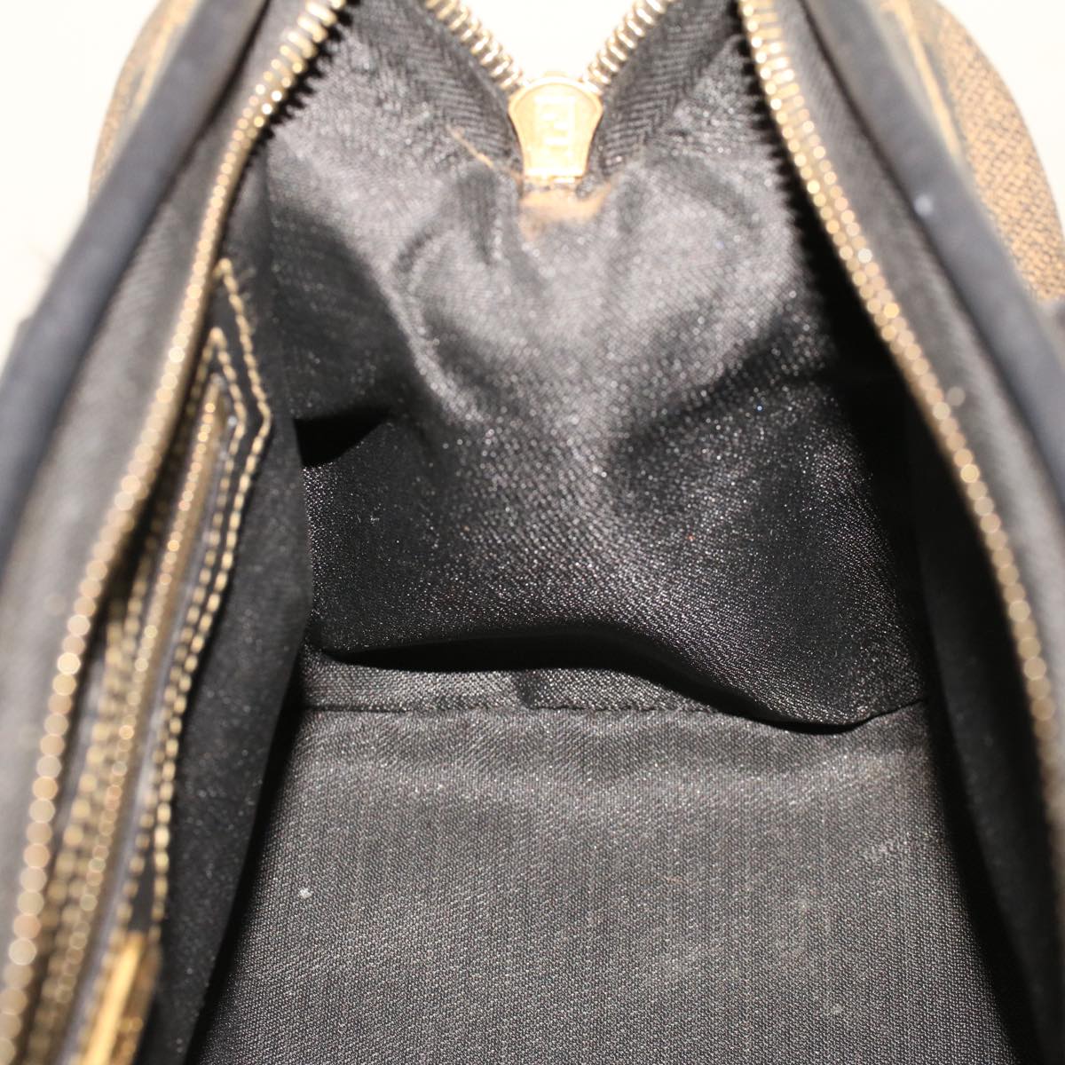 FENDI Pecan Canvas Mini Boston Bag PVC Leather Brown Black ar9480