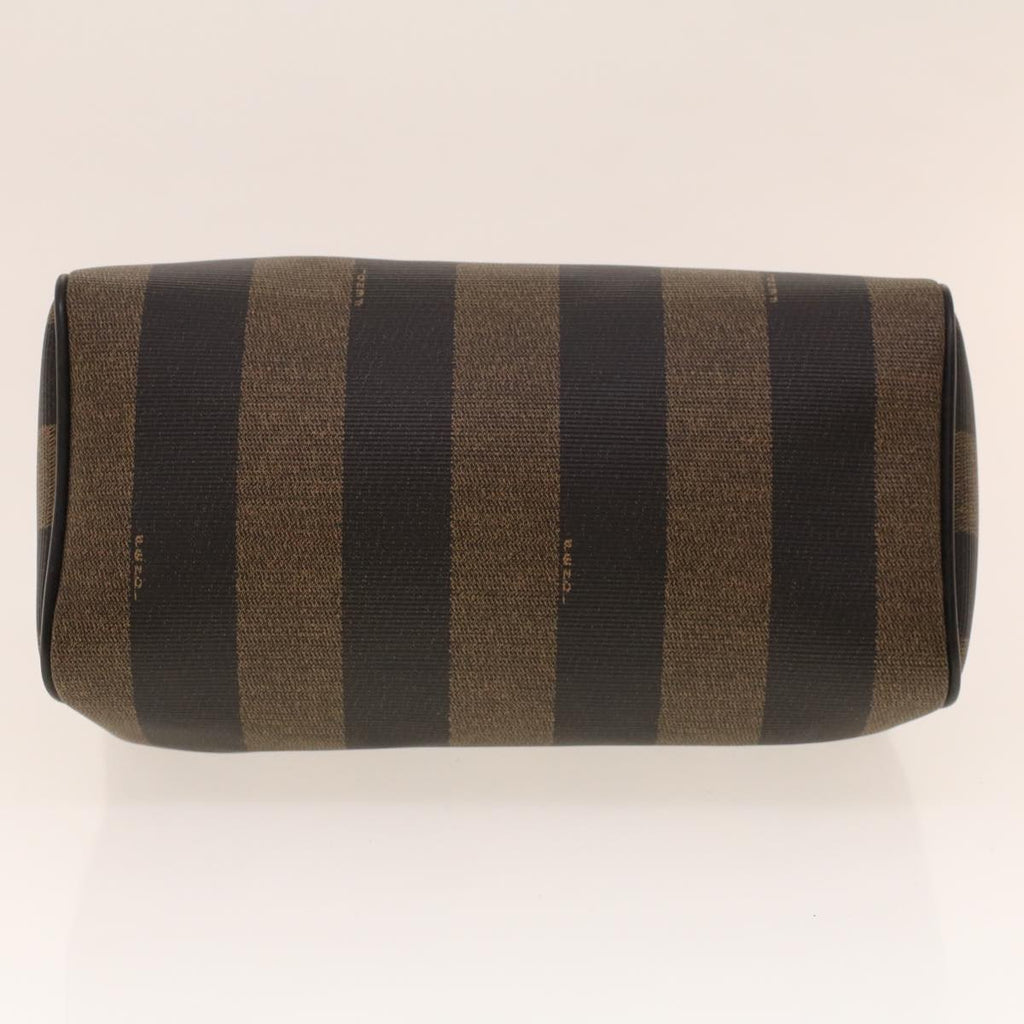 FENDI Pecan Canvas Mini Boston Bag PVC Leather Brown Black ar9480