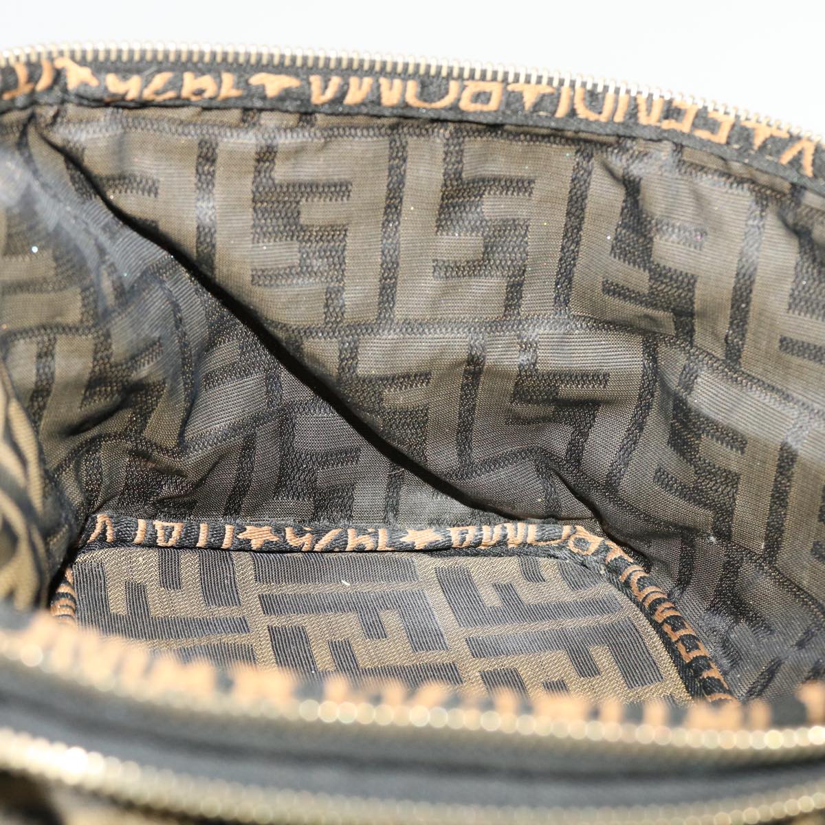 FENDI Zucca Canvas Vanity Cosmetic Pouch Black Brown ar9544B