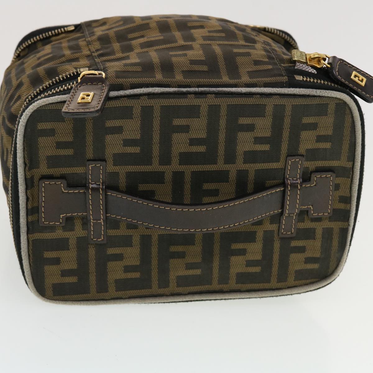 FENDI Zucca Canvas Vanity Cosmetic Pouch Black Brown ar9544B