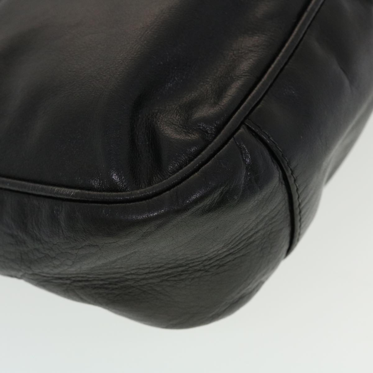 GUCCI Bamboo Hand Bag Leather Black ar9548B