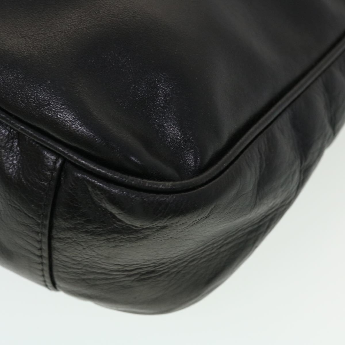 GUCCI Bamboo Hand Bag Leather Black ar9548B