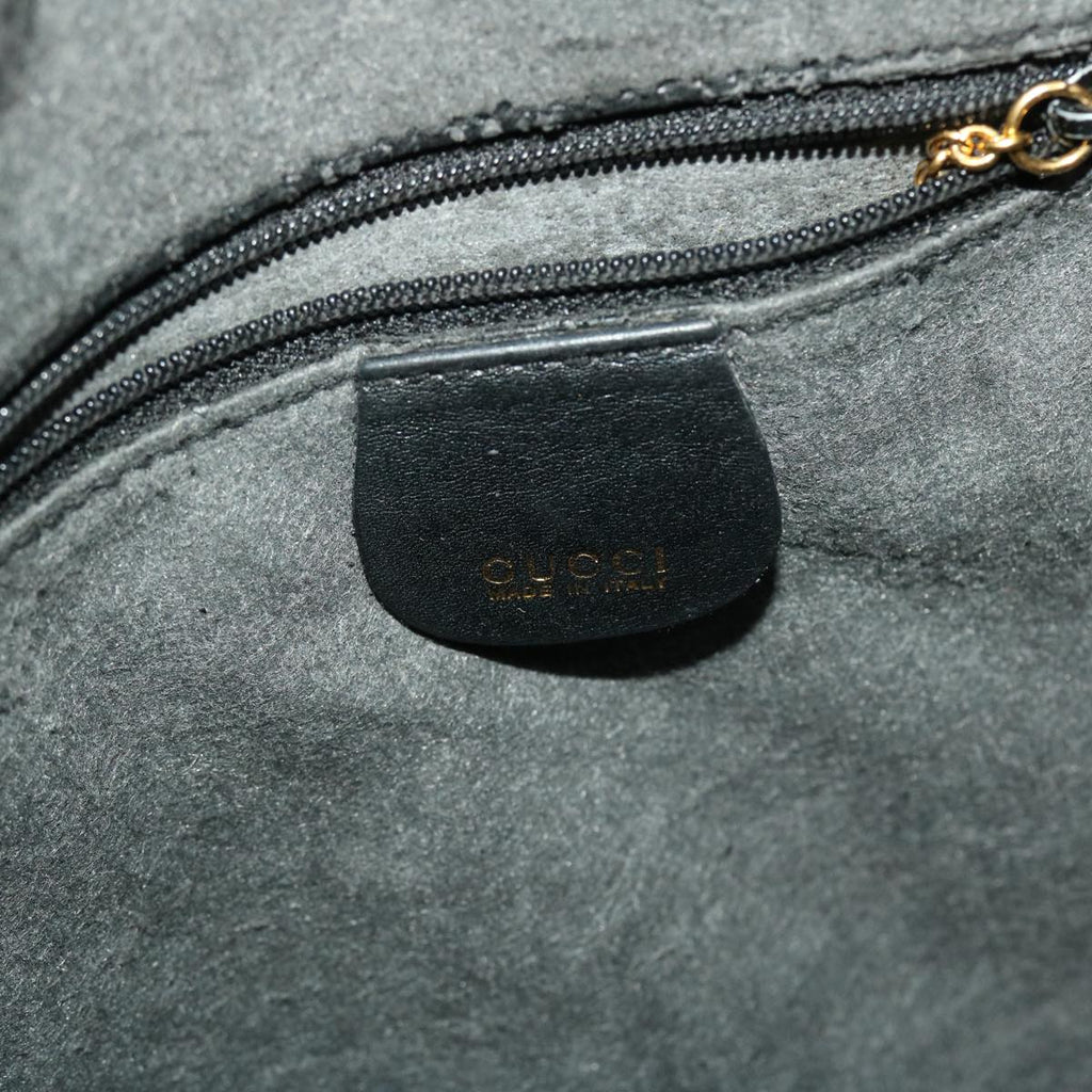 GUCCI Bamboo Hand Bag Leather Black ar9548B