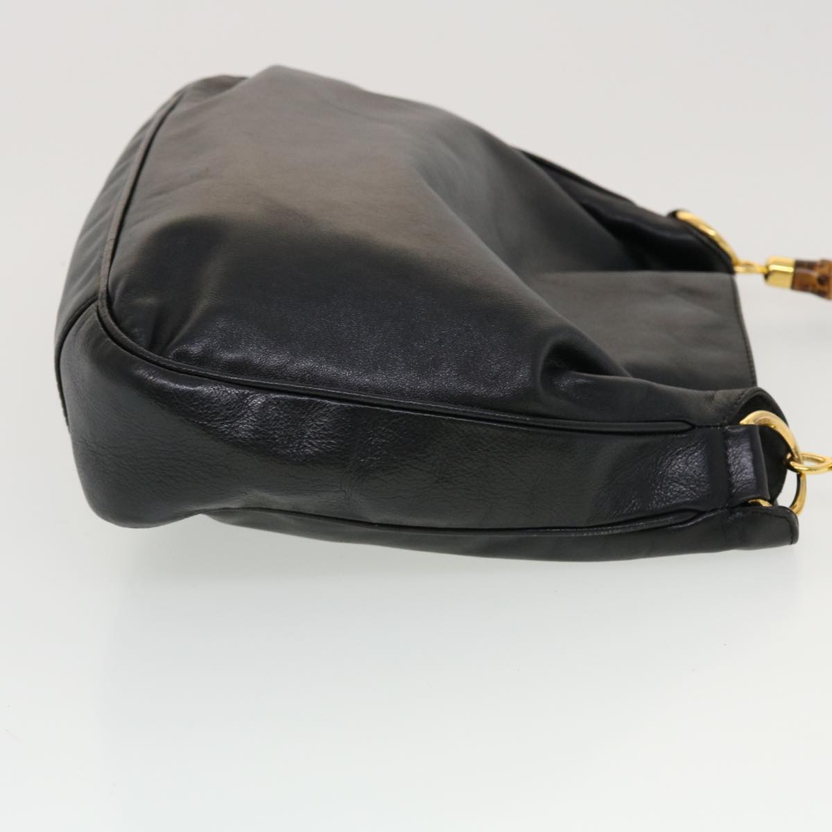 GUCCI Bamboo Hand Bag Leather Black ar9548B