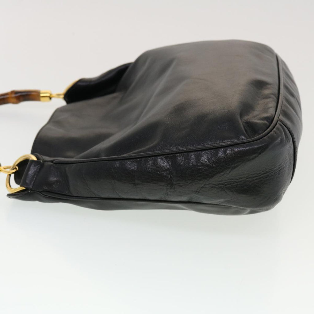 GUCCI Bamboo Hand Bag Leather Black ar9548B