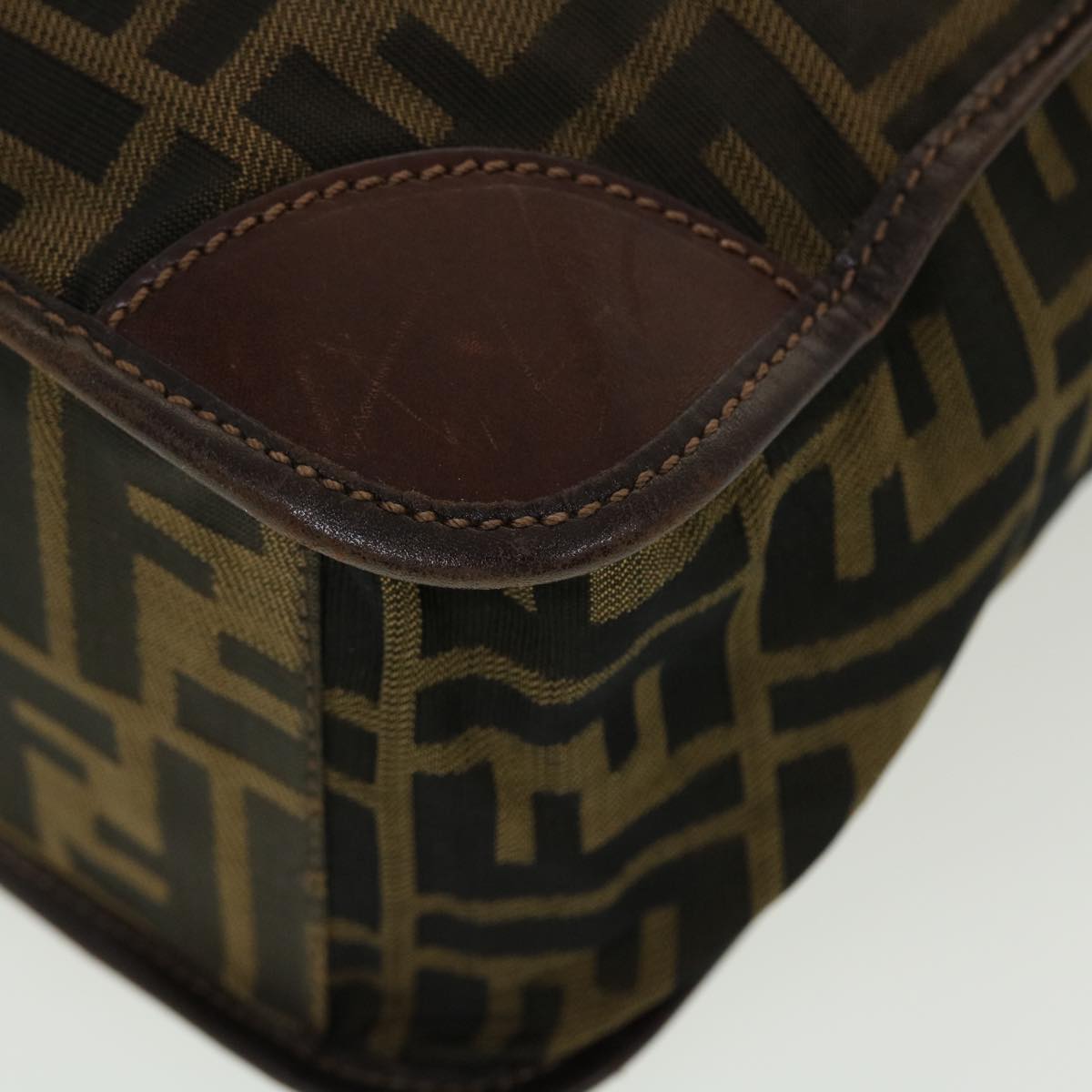 FENDI Zucca Canvas Hand Bag Black Brown 2321.26555.098 ar9639